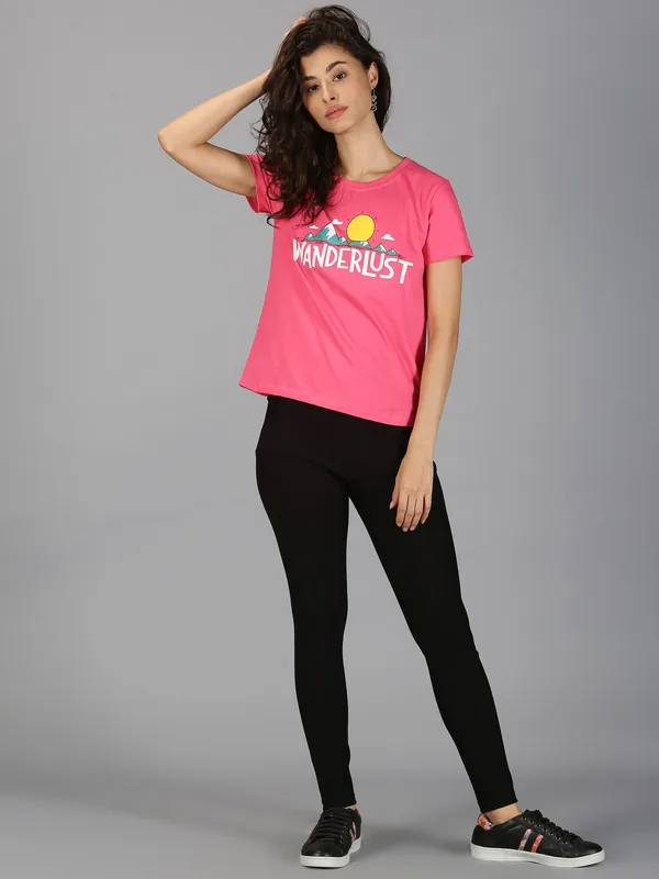 Pink_Pure_Cotton_Graphic_Print_Round_Neck_Slim_Fit_Short_Sleeve_T-Shirt_For_Women