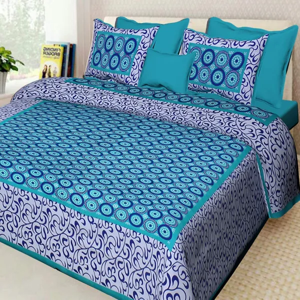 Blue_Queen_Size_Tapestry_Printed_With_2_Pillow_Cases_With_Thread_Count_(180)