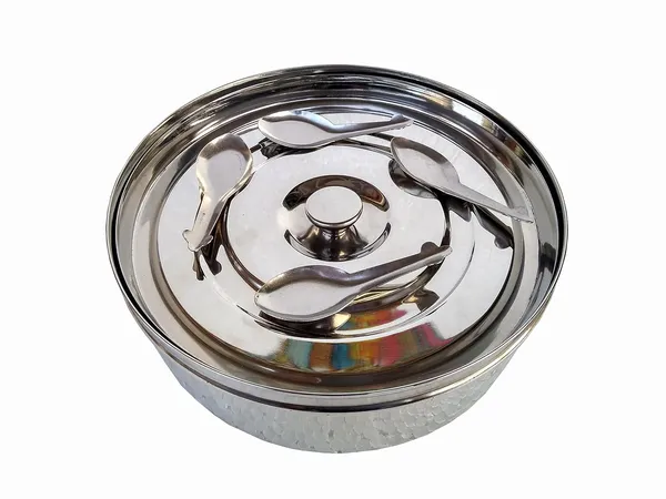 Turquoise_Stainless_Steel_Masala/Spice_Box_Indian_Size_(8X8__Hand_Painted)