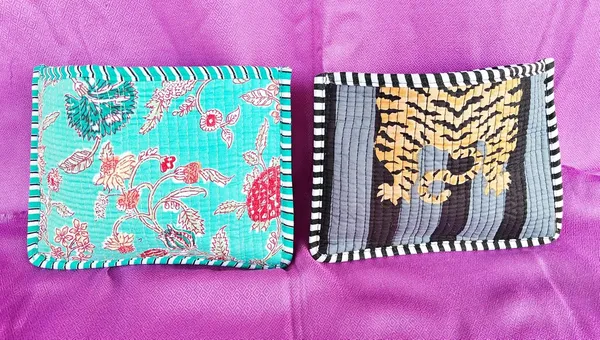 Floral_Print_Quilted_Cosmetic_Pouches_8X6_Inches_Unique_Mix_Assorted_Cotton_Multicolor_Design_2Pcs_Make_Up_Organizer_Currency_Bag_Storage_Bags_with_Zipper_Closure