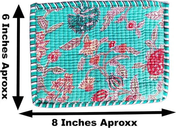 Floral_Print_Quilted_Cosmetic_Pouches_8X6_Inches_Unique_Mix_Assorted_Cotton_Multicolor_Design_2Pcs_Make_Up_Organizer_Currency_Bag_Storage_Bags_with_Zipper_Closure