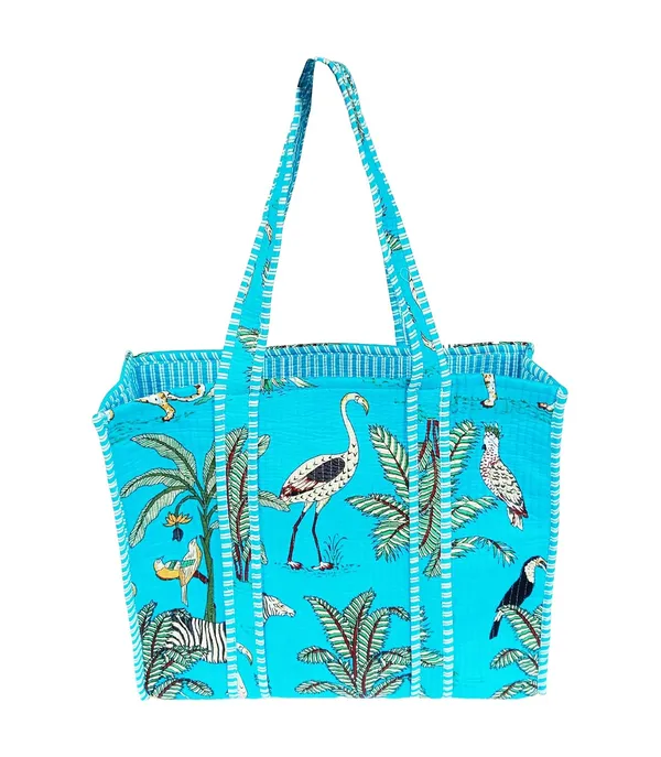 Turquoise_Quilted_Cotton_Women_Beautiful_Printed_Grocery_Shopping_Bag