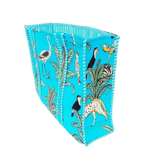 Turquoise_Quilted_Cotton_Women_Beautiful_Printed_Grocery_Shopping_Bag