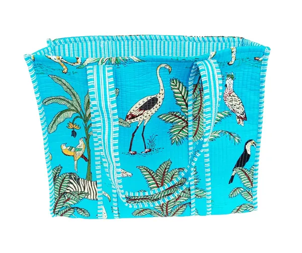 Turquoise_Quilted_Cotton_Women_Beautiful_Printed_Grocery_Shopping_Bag