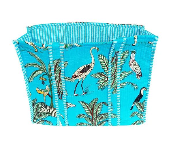 Turquoise_Quilted_Cotton_Women_Beautiful_Printed_Grocery_Shopping_Bag