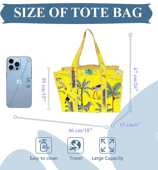 Yellow_Quilted_Cotton_Women_Beautiful_Printed_Grocery_Shopping_Bag