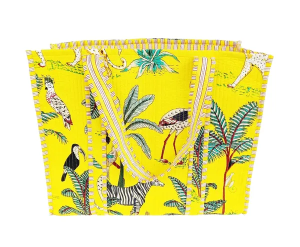 Yellow_Quilted_Cotton_Women_Beautiful_Printed_Grocery_Shopping_Bag
