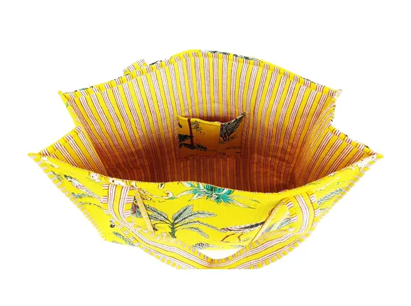 Yellow_Quilted_Cotton_Women_Beautiful_Printed_Grocery_Shopping_Bag