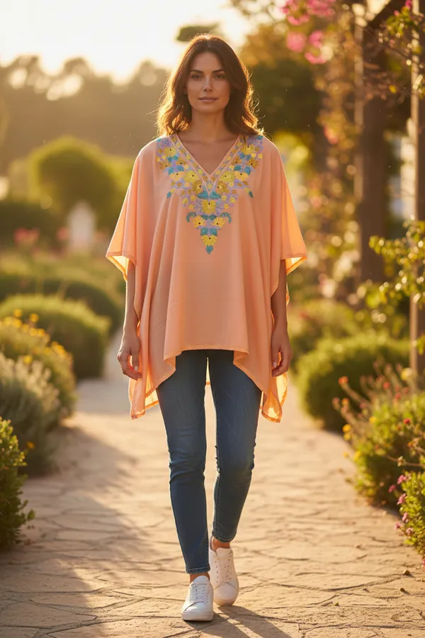 Coral_Orange_Summer_Cool_Kashmiri_Aari_Embroidery_Short_Kaftaan