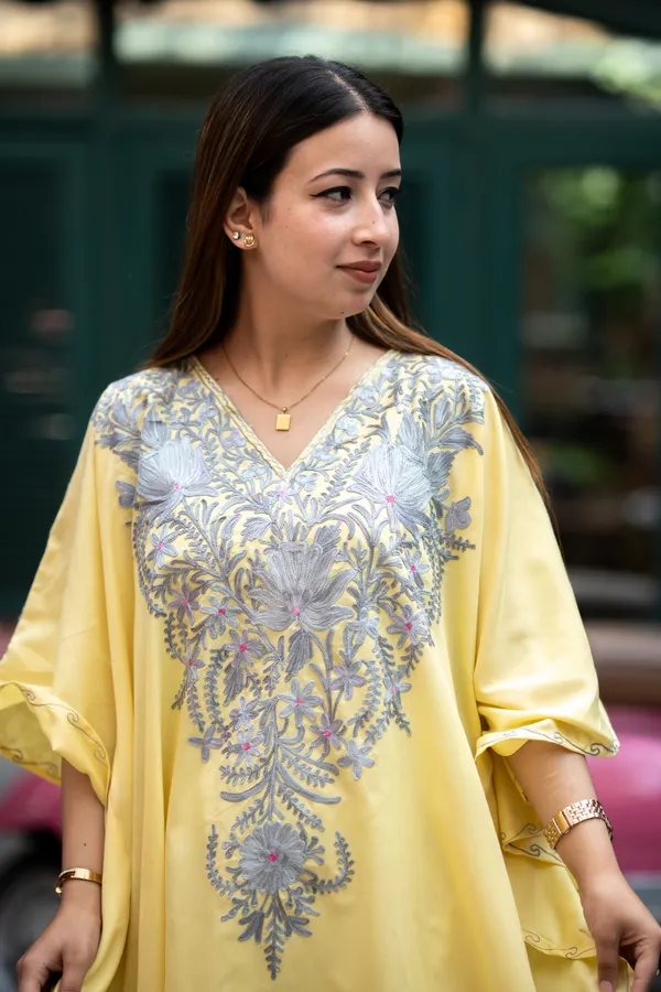 Pale_Yellow_Summer_Cool_Kashmiri_Aari_Embroidery_Kaftaan_Cord_Set