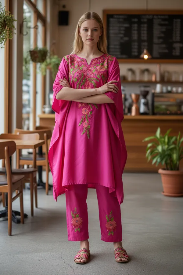 Pink_Summer_Cool_Kashmiri_Aari_Embroidery_Kaftaan_Cord_Set