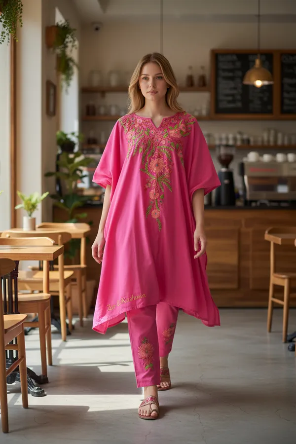 Pink_Summer_Cool_Kashmiri_Aari_Embroidery_Kaftaan_Cord_Set