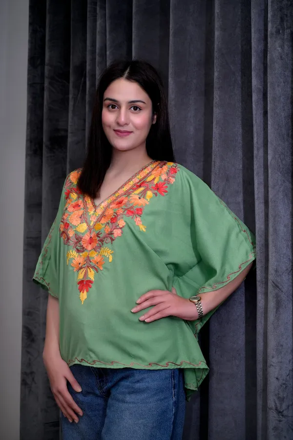 Mint_Green_Summer_Cool_Kashmiri_Aari_Embroidery__Kaftaan_Short