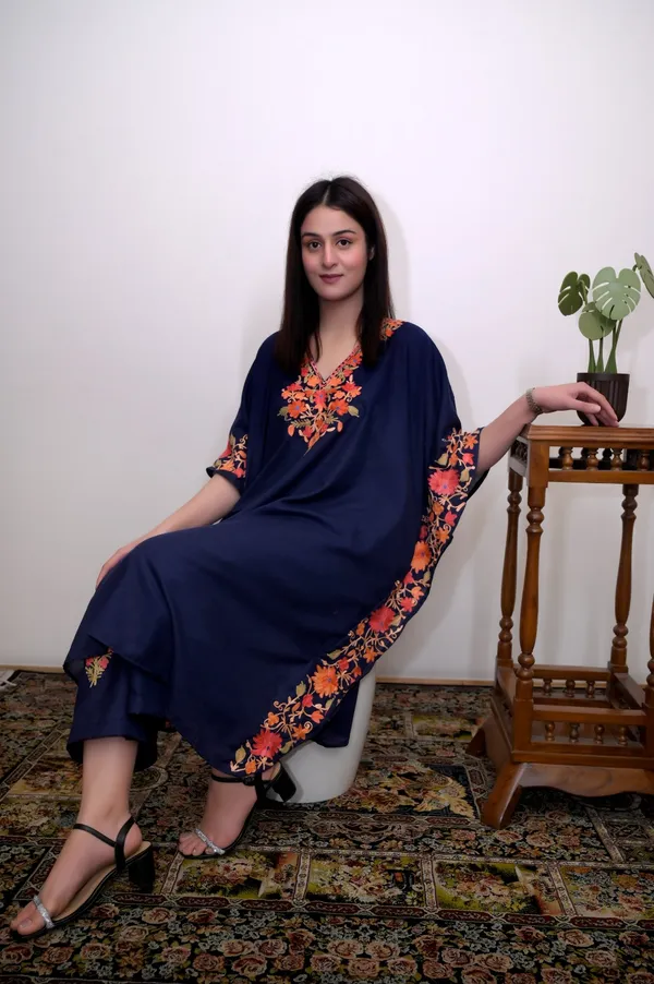 Navy_Blue_Summer_Cool_Kashmiri_Aari_Embroidery_Kaftaan_Cord_Set