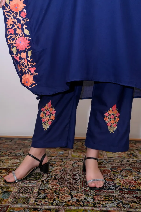 Navy_Blue_Summer_Cool_Kashmiri_Aari_Embroidery_Kaftaan_Cord_Set