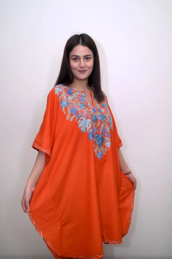 Orange_Summer_Cool_Kashmiri_Aari_Embroidery_Kaftaan_Cord_Set