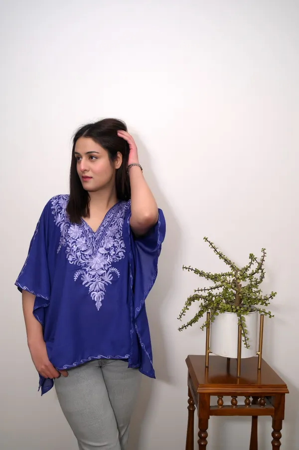 Royal_Blue_Summer_Cool__Kashmiri_Aari_Embroidery_Short_Kaftaan