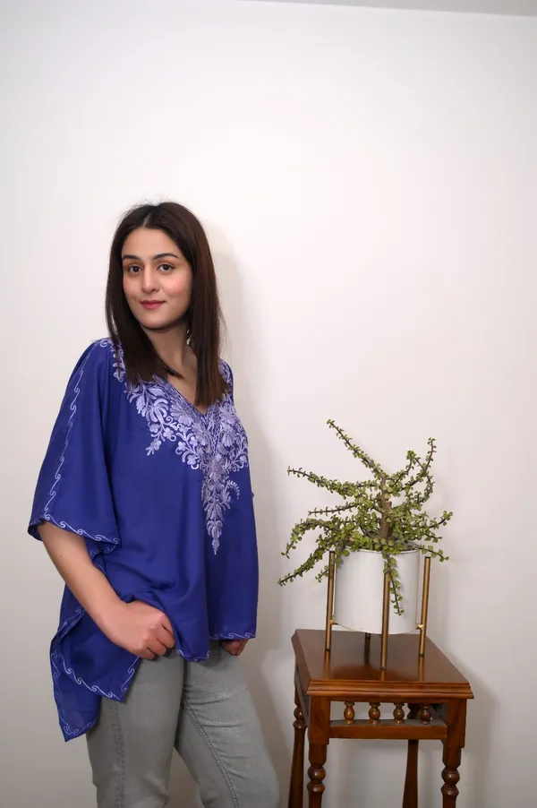 Royal_Blue_Summer_Cool__Kashmiri_Aari_Embroidery_Short_Kaftaan