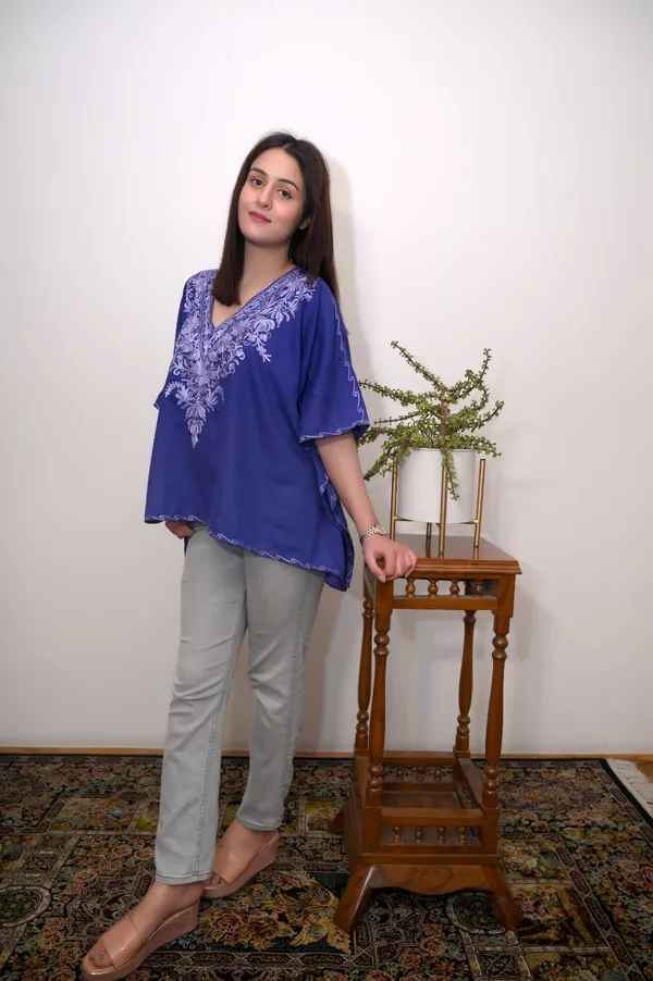 Royal_Blue_Summer_Cool__Kashmiri_Aari_Embroidery_Short_Kaftaan