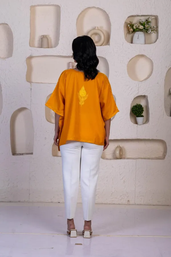 Sunset_Yellow_Summer_Cool_Kashmiri_Aari_Embroidery_Short_Kaftan_For_Women