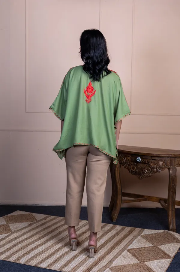 Pastel_Green_Summer_Cool_Kashmiri_Aari_Embroidery_Short_Kaftan_For_Women
