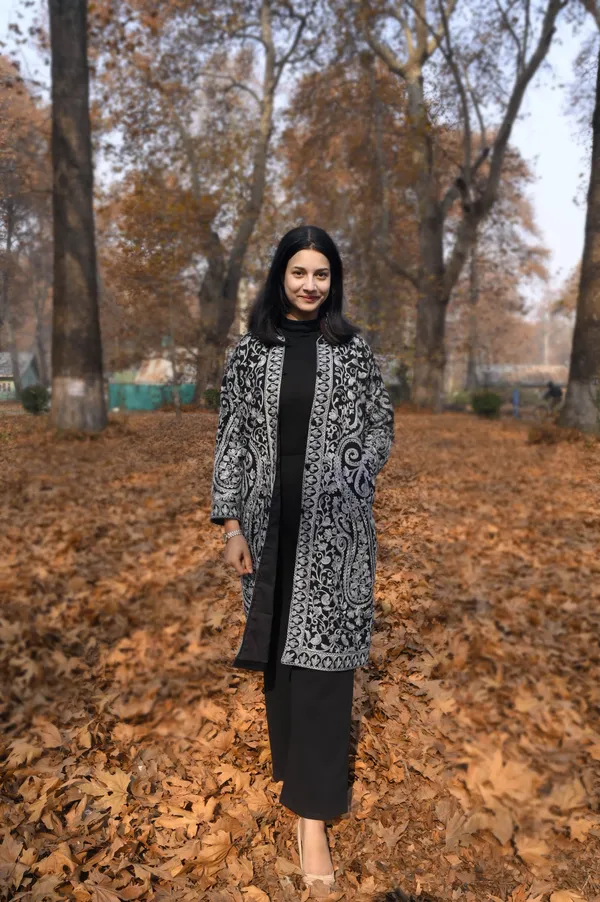 Black_Wool_Kashmiri_Long_Coat_With_Grey_Aari_Embroidery_Long_Coat_For_Women