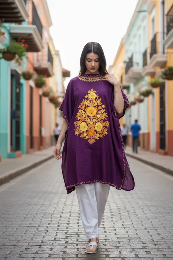 Dark_Purple_Summer_Cool_Crushed_Cotton_Kashmiri_Aari_Embroidery_Kaftaan