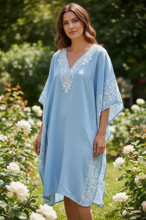 Light_Blue_Summer_Cool_Crushed_Cotton_Kashmiri_Aari_Embroidery_Kaftaan
