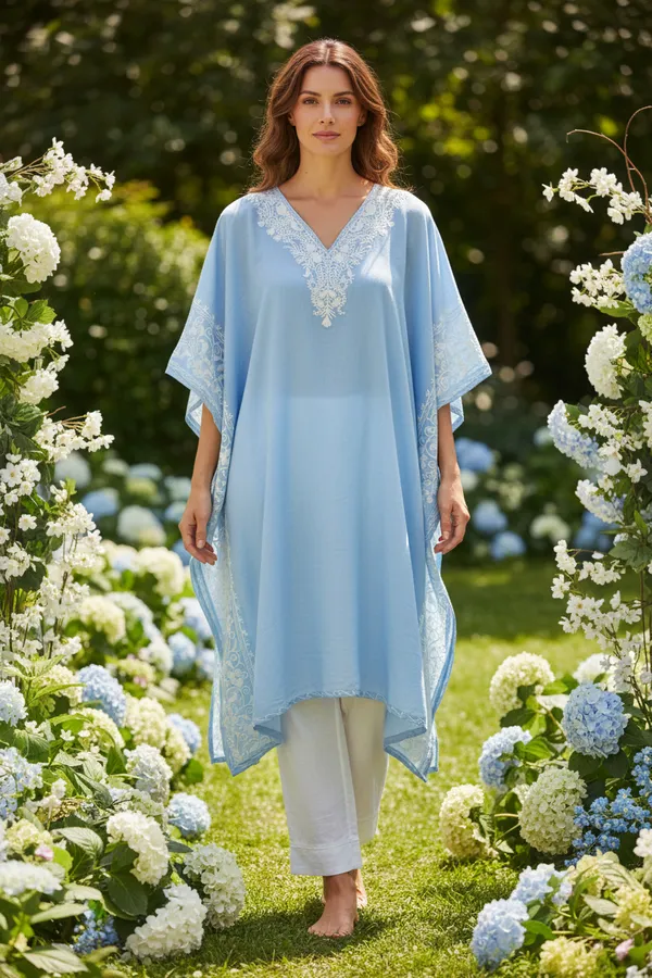 Light_Blue_Summer_Cool_Crushed_Cotton_Kashmiri_Aari_Embroidery_Kaftaan