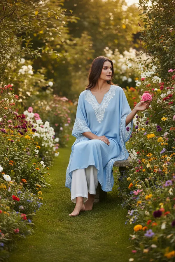 Light_Blue_Summer_Cool_Crushed_Cotton_Kashmiri_Aari_Embroidery_Kaftaan