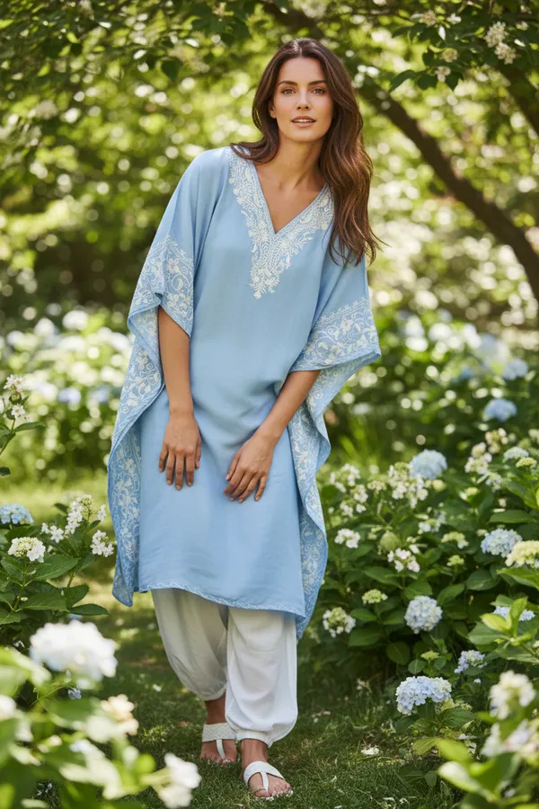 Light_Blue_Summer_Cool_Crushed_Cotton_Kashmiri_Aari_Embroidery_Kaftaan
