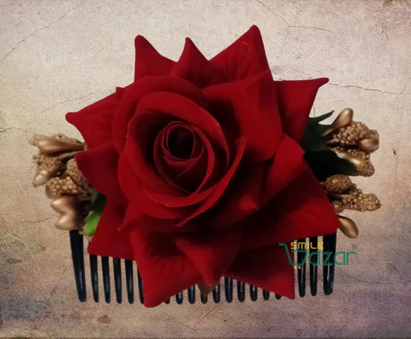 Red_Floral_Hair_Comb_Pin_Floral_For_Women_And_Girls_Hair