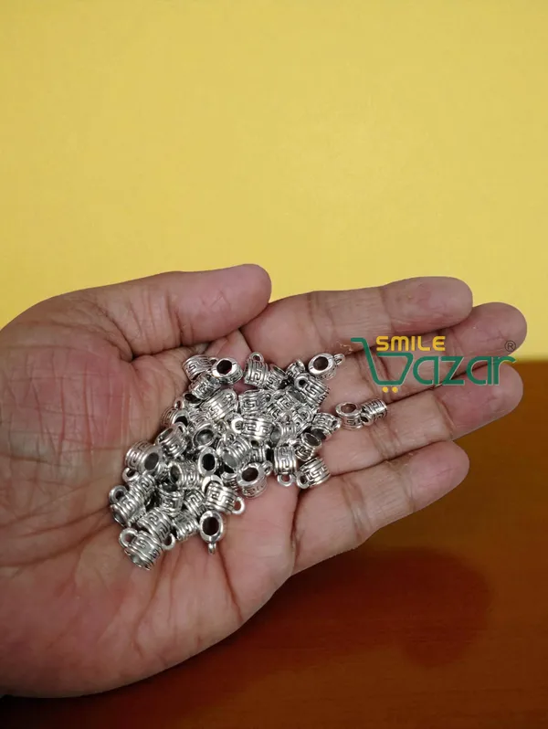 50pcs_Charm_Carrier_Vintage_Silver_Bail_Beads_Tiny_Bail_Spacer_Beads_Hangers_Bail_Beads_Cup_Shape_Charms_With_Hole_For_DIY_Jewellery_Making