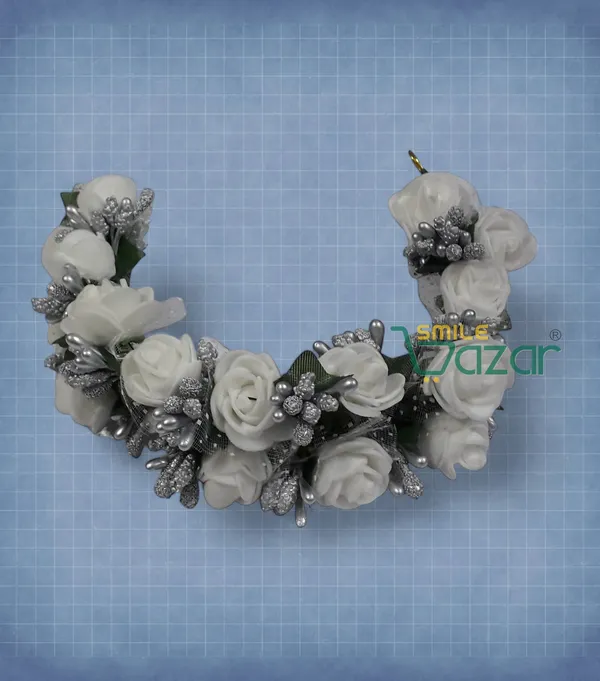 Artificial_Handmade_Floral_Gajra_Garland_Veni_For_Festival_Wedding_Bun_Juda_Accessories_Ethnic_Look_Hair_Tiara_Veni_Hair_Accessory_For_Women_And_Girls_-_White_-_1_Pc