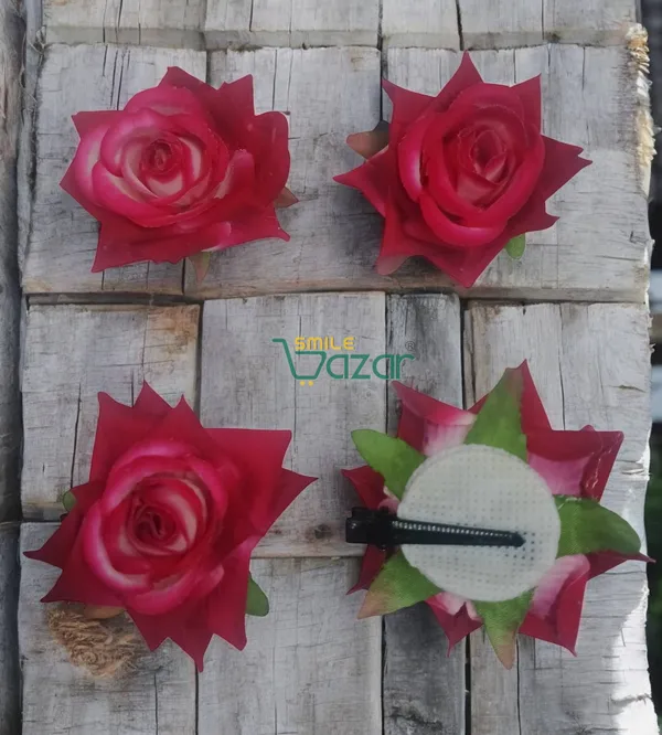 8_Pc_-Big_Rose_Alligator_Clips_-_Magenta_Pink