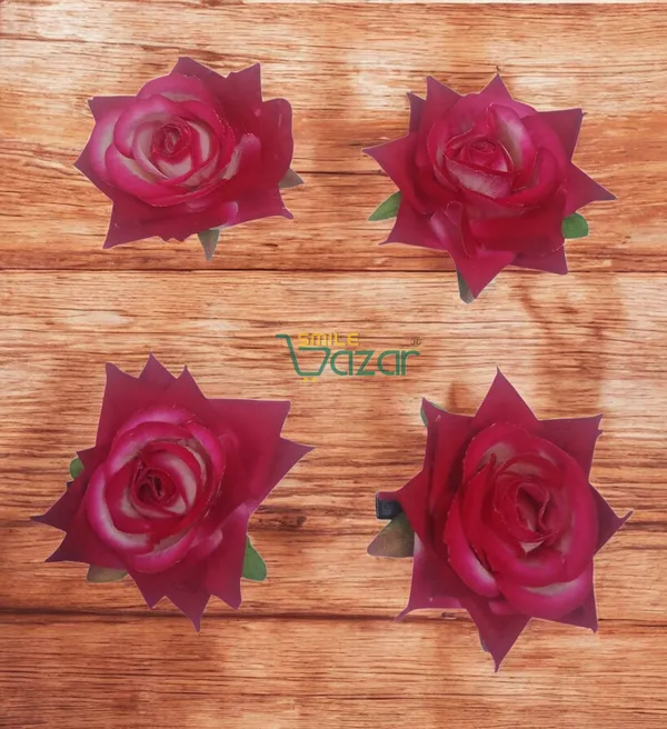 8_Pc_-Big_Rose_Alligator_Clips_-_Magenta_Pink