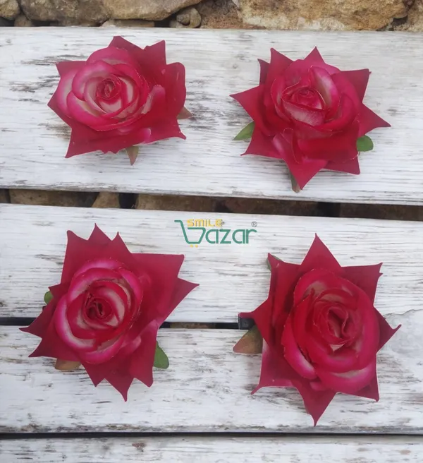 8_Pc_-Big_Rose_Alligator_Clips_-_Magenta_Pink