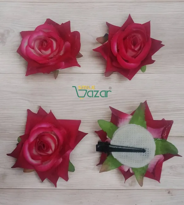 8_Pc_-Big_Rose_Alligator_Clips_-_Magenta_Pink