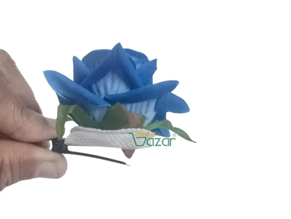 8_Pc_-_Big_Rose_Alligator_Clips_-_Blue