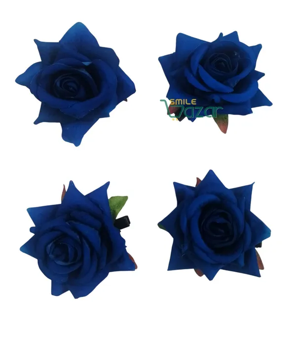 8_Pc_-_Big_Rose_Alligator_Clips_-_Blue