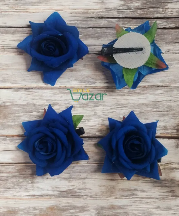 8_Pc_-_Big_Rose_Alligator_Clips_-_Blue