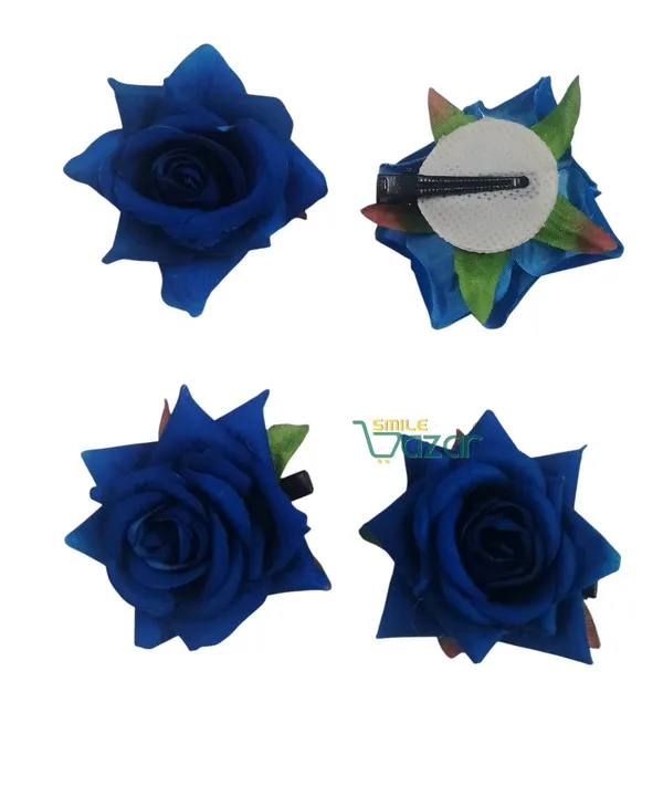 8_Pc_-_Big_Rose_Alligator_Clips_-_Blue