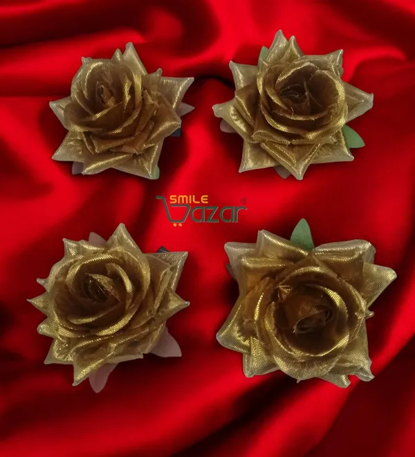 8_Pc_-_Big_Rose_Alligator_Clips_-_Golden