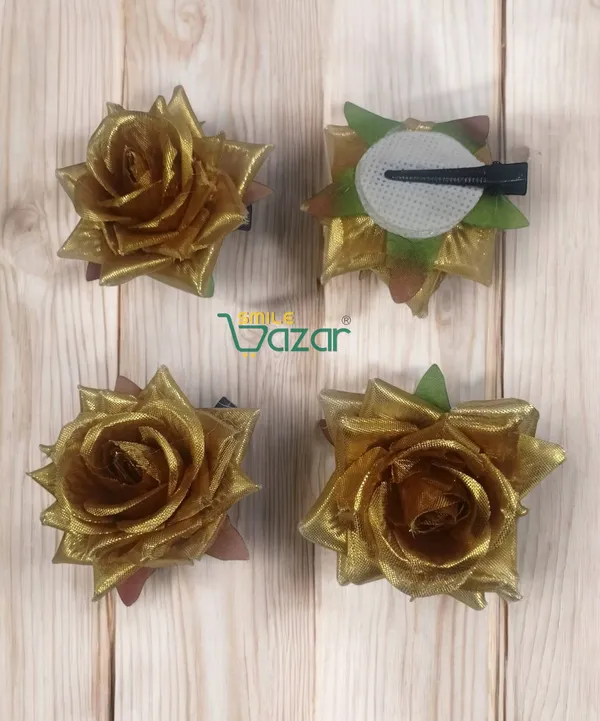 8_Pc_-_Big_Rose_Alligator_Clips_-_Golden