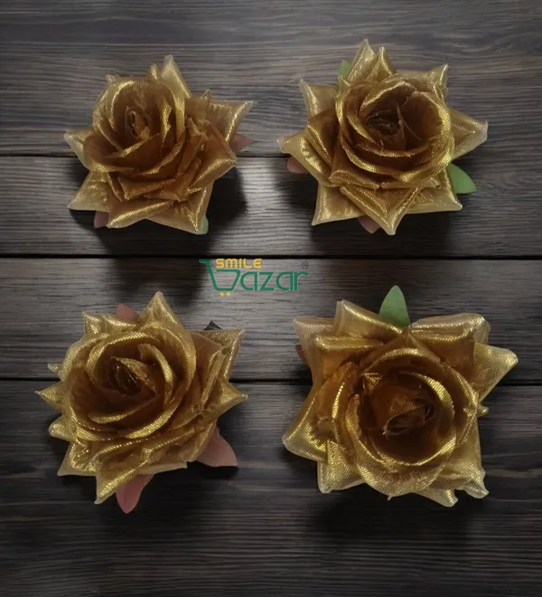 8_Pc_-_Big_Rose_Alligator_Clips_-_Golden