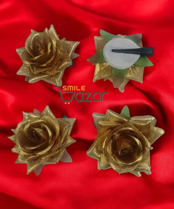 8_Pc_-_Big_Rose_Alligator_Clips_-_Golden