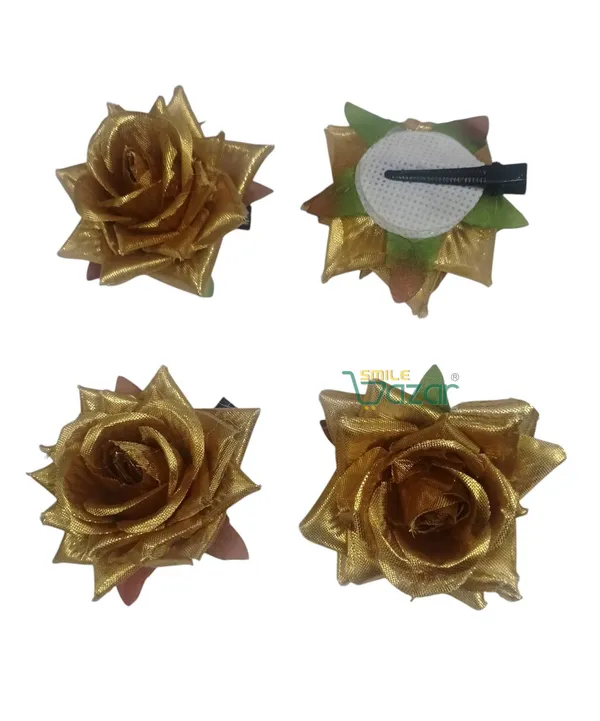 8_Pc_-_Big_Rose_Alligator_Clips_-_Golden