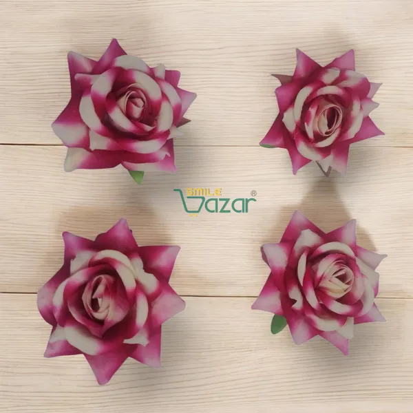 8_Pc_-_Big_Rose_Alligator_Clips_-_Magenta_White