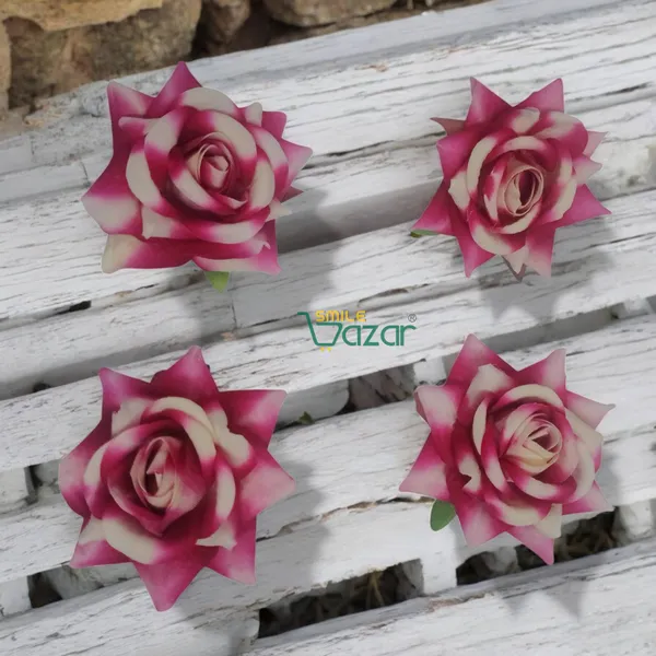 8_Pc_-_Big_Rose_Alligator_Clips_-_Magenta_White