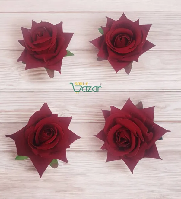 8_Pc_-_Big_Rose_Alligator_Clips_-_Maroon